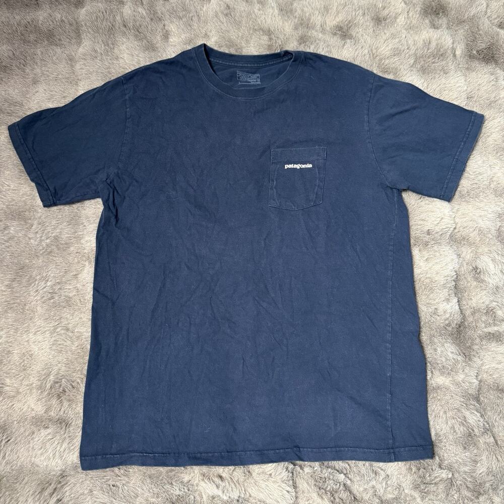 Patagonia P-6 Logo Responsibili-Tee Navy Blue T-Shirt Regular Fit Size Large